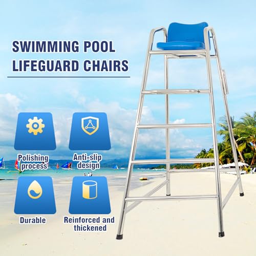 Chaise d'observation professionnelle de sauveteur, équipement de sécurité de piscine en acier inoxydable pour la prévention de la noyade et la surveillance de la piscine