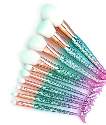 CETC Premium Synthetic Bristle Makeup Brushes Set With Leather Pouch, Sponge Puff, Brush Cleaner- Pink, Set of 10