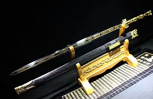 Han Jian,Hand Forged(High Carbon Steel Etch Blade,Alloy Handle) Heat Tempered.chinese Sword #TOP7