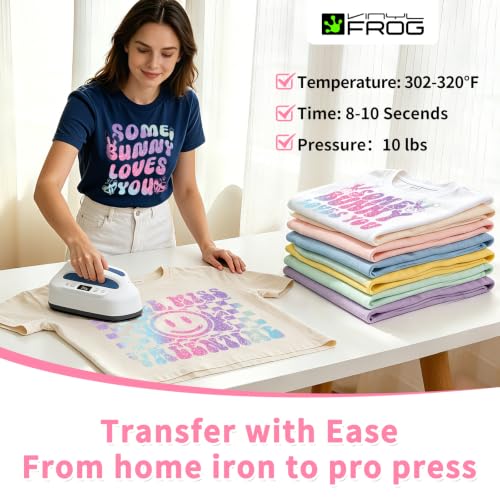 Image of VINYL FROG Rainbow Glitter HTV Vinyl Roll 10'' x 8ft Gradual Rainbow Glitter Iron on Vinyl for All Cutting Machine Sparkly Heat Transfer Vinyl for T-Shirts & DIY Craft Gifts
