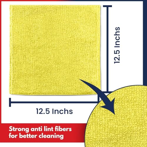 USANOOKS Microfiber Cleaning Cloth - 50Pcs (12.5x12.5 inch) High Performance - 1200 Washes, Ultra Absorbent Towels for Cars Weave Grime & Liquid for Streak-Free Mirror Shine