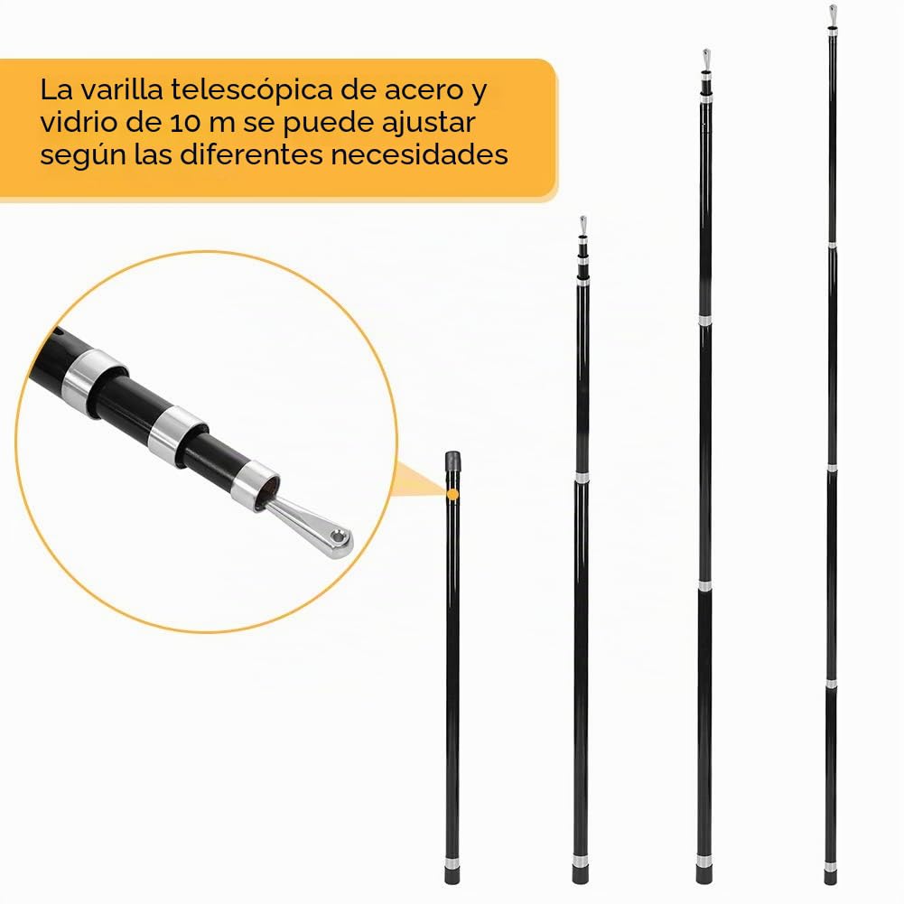 Espantapajaros Cometa, Cometa de Halcón Volador con 5m Barra Mastil Telescópica Cometa Repelente de Pájaros Profesional Repelente de Aves Voladoras, para Arrozal Granja Traseros Jardín