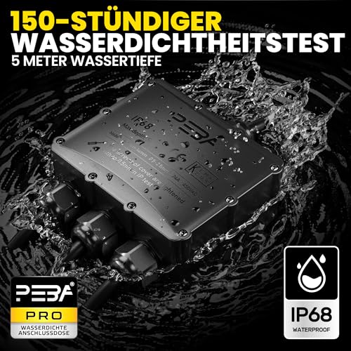 PEBA Wasserdicht Abzweigdose Erdkabel Kabelverbinder IP68 Verteilerdose steckdose aussen verteiler 4 mm-14 mm kabel für außen garten outdoor wasserdichte verbinder box 4-Wege steckdosen Schwarz