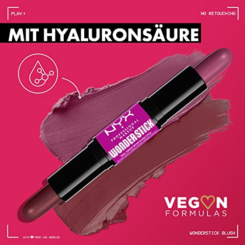 NYX Professional Makeup Blush Crémeux, À l'Acide Hyaluronique Hydratant, Texture Modulable, Formule Vegan, Wonder Stick, Teinte : Light Peach + Baby Pink (01) (Lot de 2)
