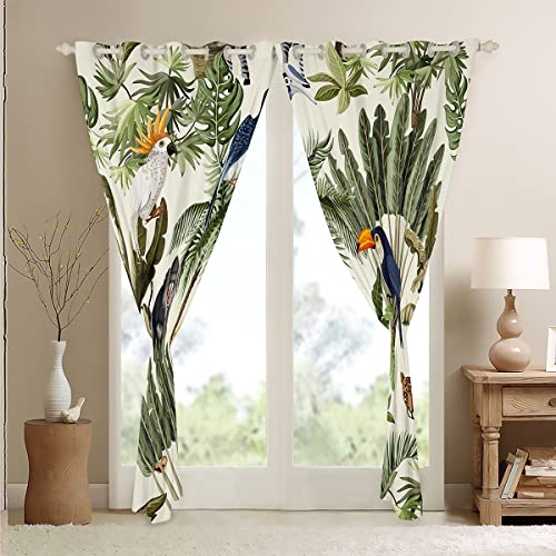 Loussiesd Palm Tree Print Window Curtains for Bedroom Living Room Leopard Zebra Competition Curtains Tropical Nature Theme Windows Drapes Wild Animal Pattern Room Decoration,W46*L54 - Image 4