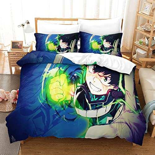 Juego de Funda de edredón con Estampado de My Hero Academia, Funda de edredón de Anime, póster de película de Anime, Juego de Cama para niños, Adolescentes, niños y niñas, decoración de habitación Cover