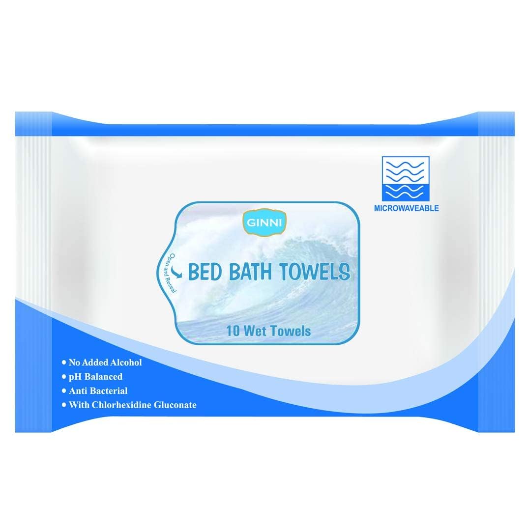 Ginni Bed Bath Wipes – Gentle Wet Wipes for Adults & Patients – 10 Wipes Per Pack (Pack of 2) – Big Size for Men & Women – Ideal for Sponge Baths – Antibacterial, No-Rinse, Convenient & Refreshing-image-36