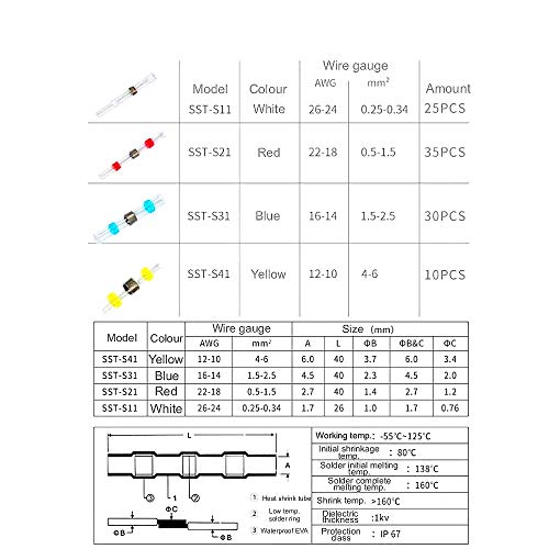 JZK Set 100x Connettori Termoretraibili Saldanti