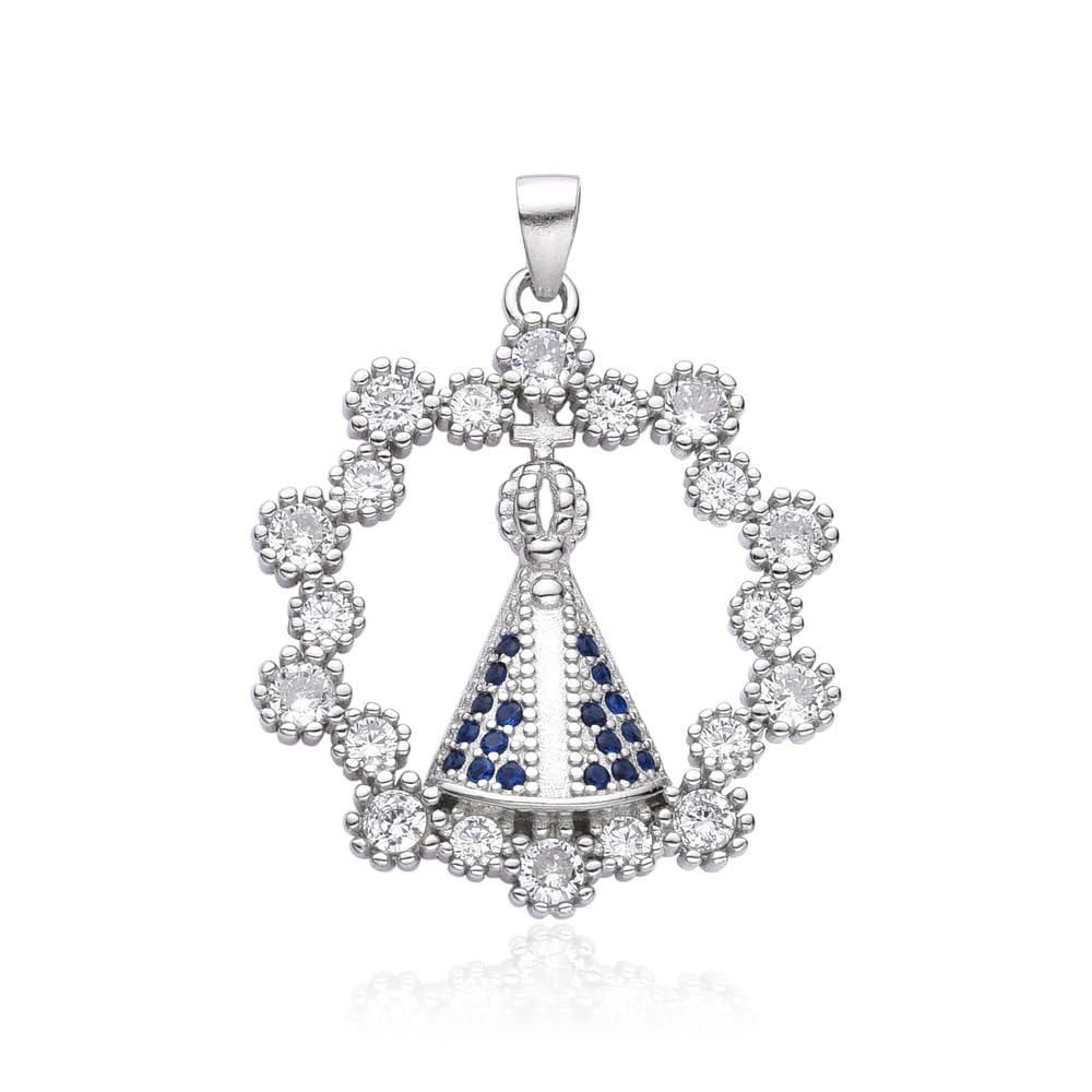 Medalla Virgen de la Caridad de Plata rodiada con Circonitas