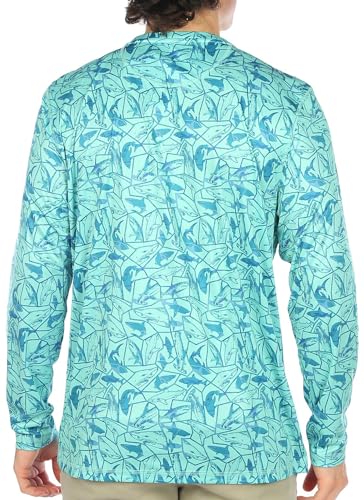 Reel Legends Mens Shark Cascade Reel-Tec Long Sleeve Top Large Aqua2