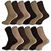 Produktbild 12 Paar Socken ohne Gummidruck 100% Baumwolle Damen & Herren Diabetiker Socken (39-42, Beige/Braun)