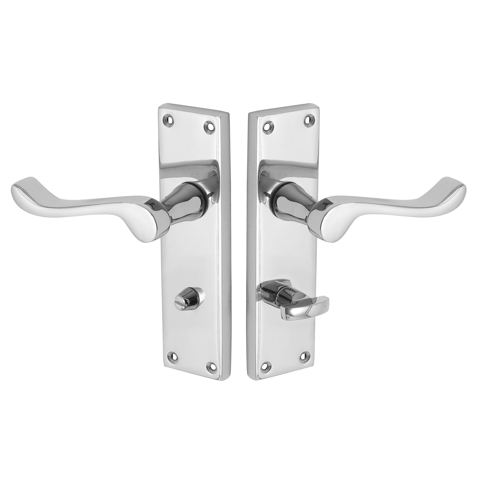 Access Hardware Polished Chrome Scroll Lever Bathroom Door Handles On Backplate With Thumb Turn