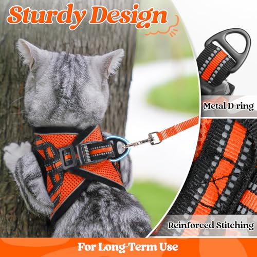 Image of rabbitgoo Cat Harness and Leash Set, Step-in Soft Vest, Orange