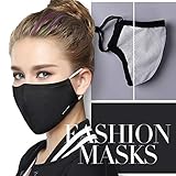 Tvoip Fashion Style Mask On The Mouth Anti dust mouth mask Activated Carbon Filter Mouth-muffle Mask (One Mask +2 Filters) Anti PM2.5 Fabric Face Mask (Black)