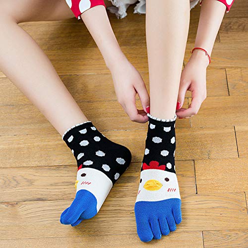 Image of CaiDieNu Women's Animal Toe Socks - Cotton Five Finger Colorful Funny Casual Crew Socks for Ladies