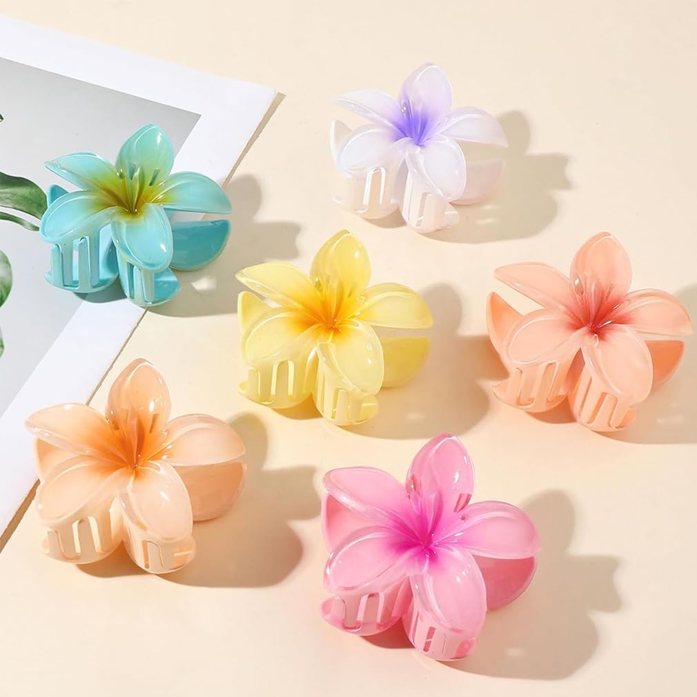 6 Pcs Flower Hair Clip, Nonslip Flower Claw Clips Strong Hold Hawaiian Claw Clip - Image 3