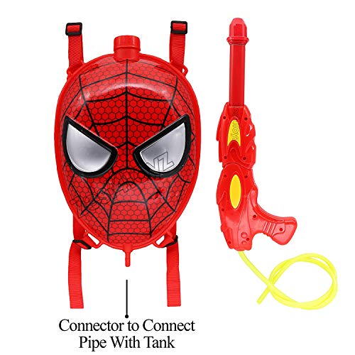 Image of Zest 4 Toyz Holi Pichkari Water Gun for Kids Back Holding Water Tank Spray Holi Combo with 1 Pkt Holi Color and 100 Balloons for Holi Celebration (Super Tank) - Red