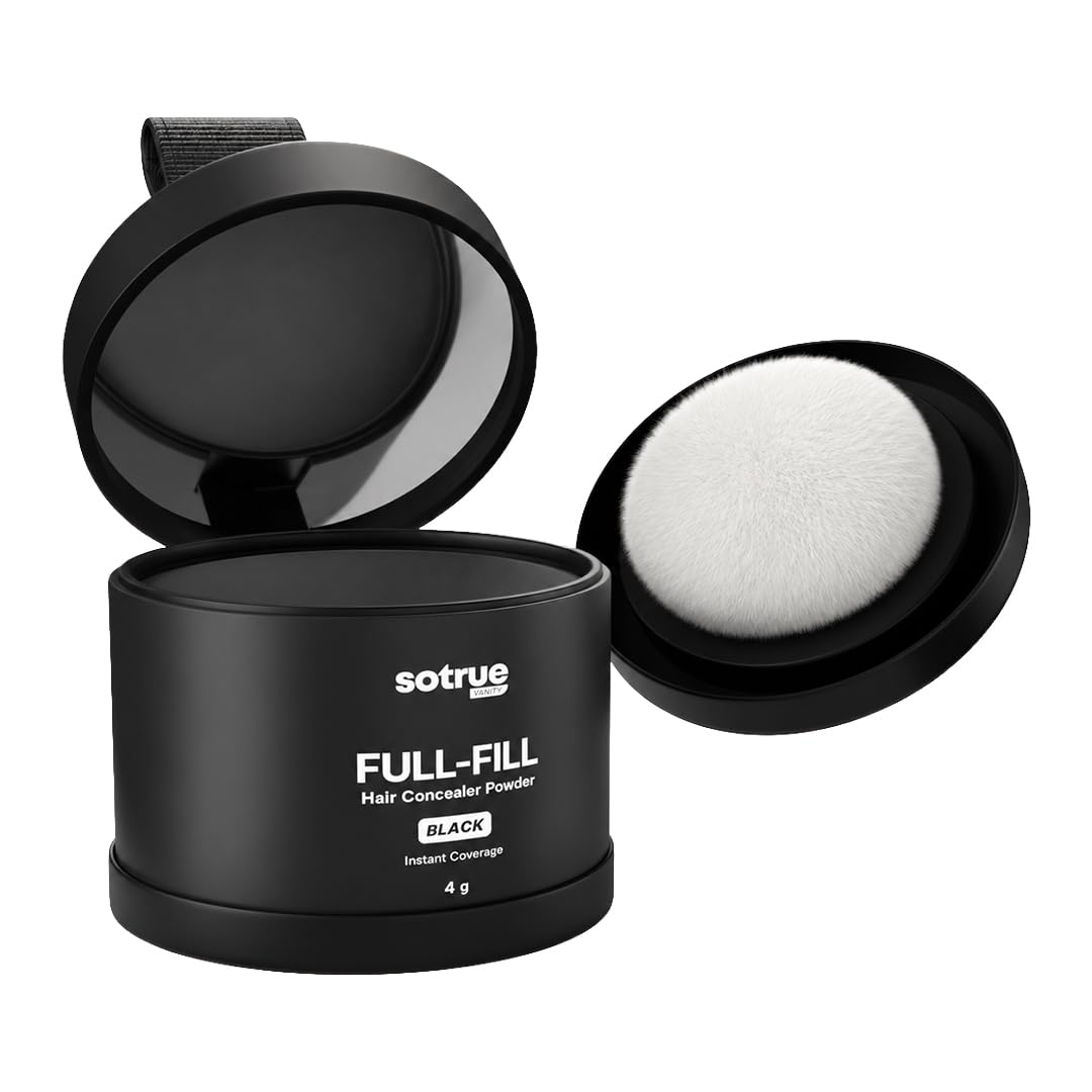 Sotrue Full-Fill Hair Concealer Powder | Covers Grey Roots & Bald Spots Instantly | Highly Pigmented, Fuller & Denser Look | Long-Lasting | Matte Finish | Fine Powder | Flawless Application | 4gm - Black-picture-56