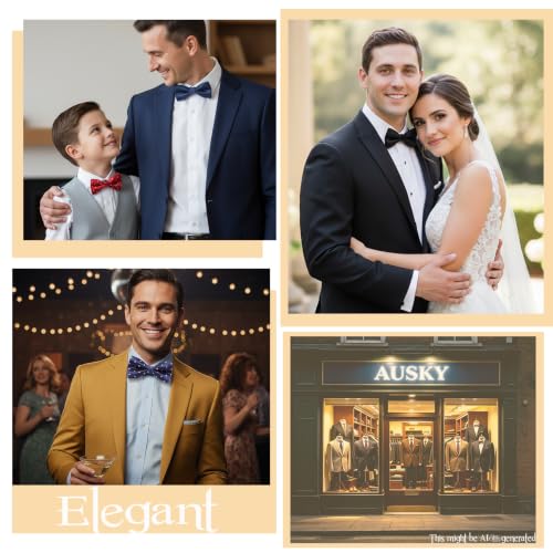 Image of AUSKY 8 PACKS Elegant Adjustable Pre-tied Bow Ties for Men Boys (1&4&5&6&8 Pack for option)