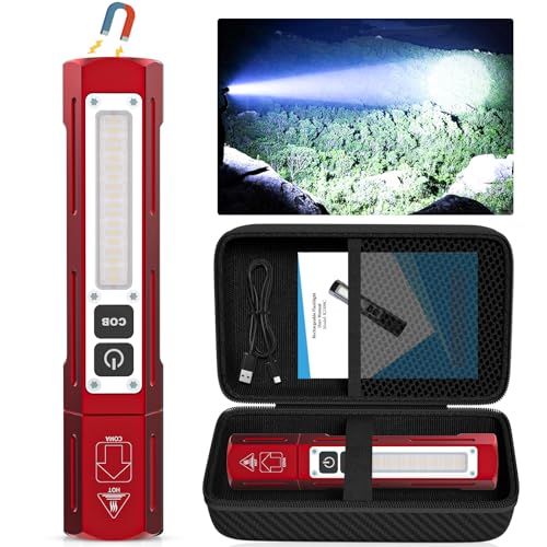 Image of Rechargeable Magnetic Flashlights, Bright Small Powerful Pocket Flashlight | High Lumens Dual Button Tactical Flash Light, 12H Runtime, 8 Modes Zoomable, One-Press Off for Car,Home,Camping,Emergency