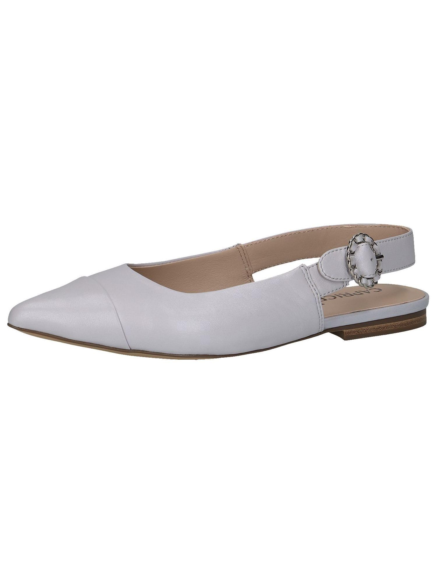 CAPRICE Women Slingback Pumps Leather Pointed, Gray (Lt.Blue Perl), 5.5 UK