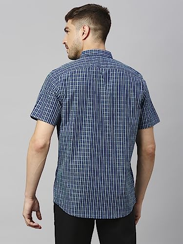Image of Thomas Scott Mens | Half Sleeve Checkes | Printed | Slim Fit | 100% Cotton | Spread Collar | Shirts