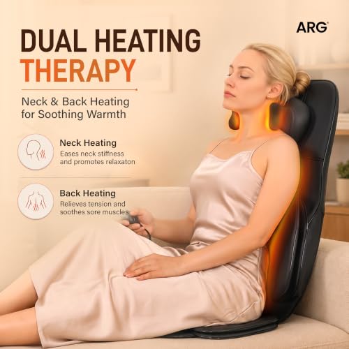 Image of AROGYA Portable Back Massager with SL Track, 360 Up & Down Rolling Balls, 3D Shiatsu Kneading, Vibration, Heat & Air Compression, Adjustable Neck, Full Back Massage for Muscle Relaxation With 3 Modes