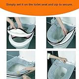 2PCS Toilet Seat Cover Cushion Pads, Bathroom Soft Thicker Warmer Toilet Cover with Handle and Zipper, Padded Toilet Seat Cushion Cozy Breathable Reusable Washable (Red and Grey) - Image 5
