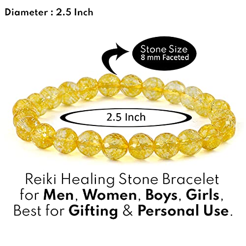 Image of Reiki Crystal Products Certified Natural Crystal Stone 8 mm Faceted /Diamond Cut Beads Bracelet for Men & Women | Reiki Charged Gemstone Bracelet | Multiple Crystal Variants Available
