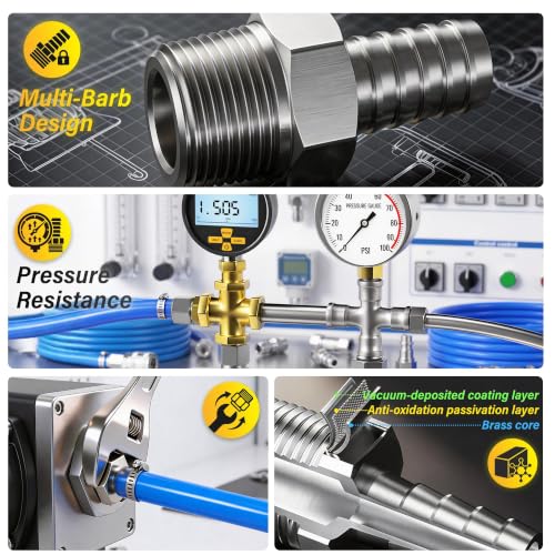 TAILONZ 6Pcs 304 Stainless Steel 5/8" Barb-1/2" Male NPT Hose Barb Adapter by TAILONZ PNEUMATIC - Used condition - Image 5