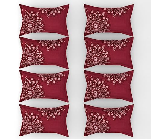 Image of King Size Microfibre Decorative Pillow Covers, Navy Blue Multicolour Heart Print-50 cm x 75 cm (8, Wine)