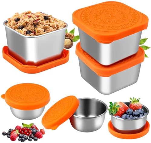 3-Pack Stainless Steel Bento Boxes - 23 Oz 2-Compartment Snack Containers With Lids For Lunch, Office & Travel