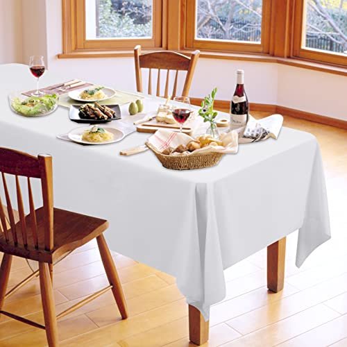REWOMC 4 Pack White Tablecloths for 6ft Rectangle Tables 60 x 102 Inch - Polyester Table Cover Stain and Wrinkle Resistant Washable Fabric Table Clothes for Wedding Party Banquet Reception Restaurant by REWOMC - Used condition - Image 7