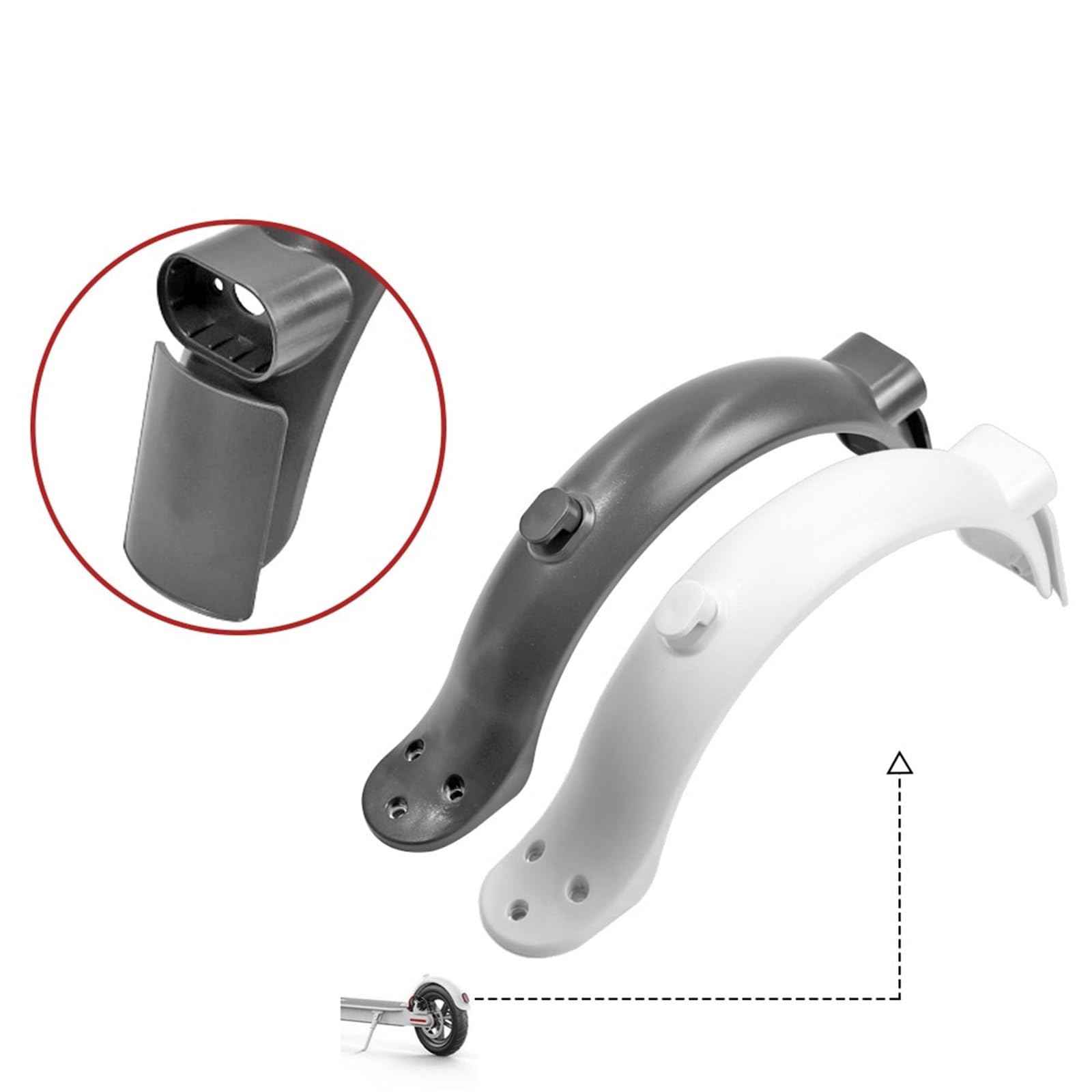 Kit De Guardabarros De Rueda Trasera Compatible For Xiaomi M365 1S Pro PRO2 Mi3 Scooter Eléctrico Guardabarros Trasero Luz Trasera Soporte De Guardabarros Trasero Piezas De Soporte(Wit)