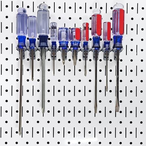 Image of Screwdriver+ Bracket Model 100 | Compatible with Wall Control | for Tool Wall Organization to Hang Screwdriver, Nut Driver, Pick, Pry Bar, Chisel, or File | 10-Pack