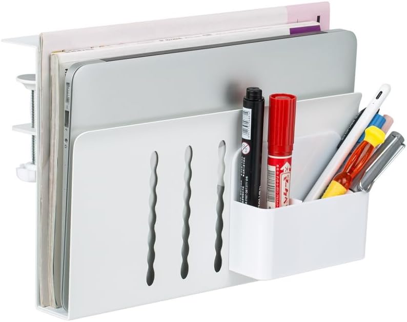 Soporte de almacenamiento lateral para escritorio, soporte para laptop con soporte magnético para bolígrafos, bandeja de gestión de cables debajo disponible en Yaxa Peru