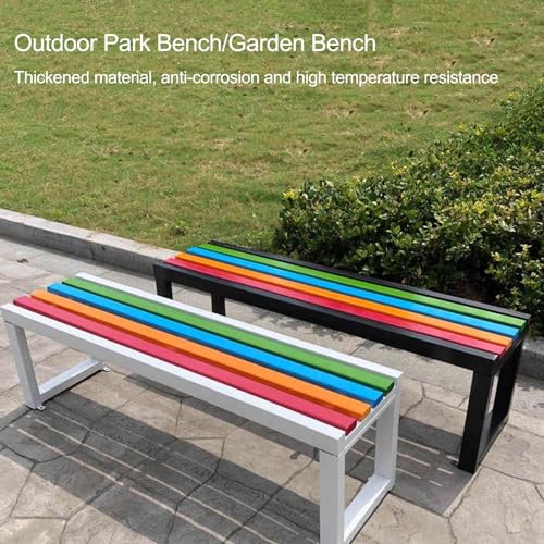 Outdoor Bench, 2-3 Person Garden Benches for Outdoors, Weatherproof Outdoor Backless Bench, Patio Dining Bench Front Porch Benches, for Backyard, Garden, Porch, Patio(White,100cm/39.4in) - Image 3