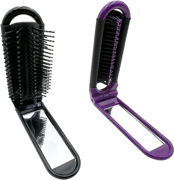 Buy Riveira 2pcs Travel Hair Brush with Mirror,2 Pack Folding Hair