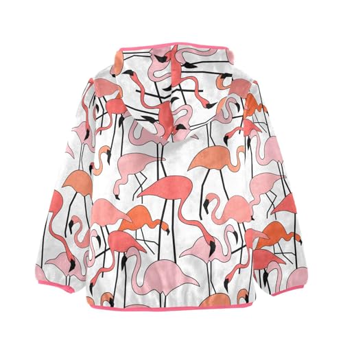 OTVEE Pink Flamingo Pattern Kids Hoodie Jacket Fall Spring Full Zip Warm Outwear Coat2