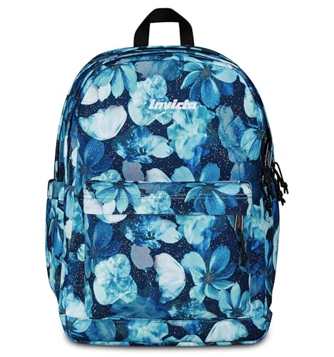 Invicta Zaino Scuola Lab Fantasy Shine, Blu, Doppio Scomparto Con Tasca per PC e Tasca per Borraccia, 27 lt, Scuola Media e Superiore, Zaino Ragazza