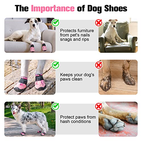 Beautyzoo Dog Shoes Boots&Paw Protectors For Small Medium Large Dogs,Reflective Dog Water Shoes Anti-Slip Sole For Winter Summer Cold/Hot Pavement,Waterproof Dog Booties For Woodfloor M,L,Xl 4Pcs/Set #TOP4