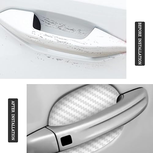 Miniatura 3 de 8 unidades de calcomanías para manija de puerta de coche, protector antiarañazos de fibra de carbono para taza de puerta de coche, película