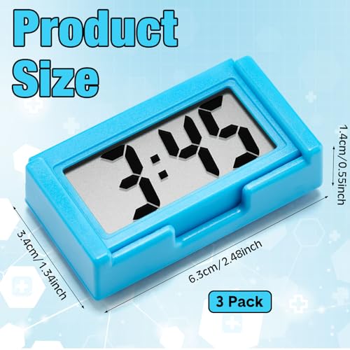 Image of Frienda 3 Pieces Mini Digital Clock Small Digital Clock Stick on Battery Operated Self Adhesive Bracket for Car Dashboard Fridge (Blue,Black,Red)