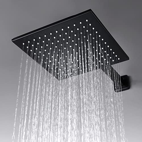 Pommeau de douche à effet pluie noir et mitigeur mural pour salle de bain zen - 4