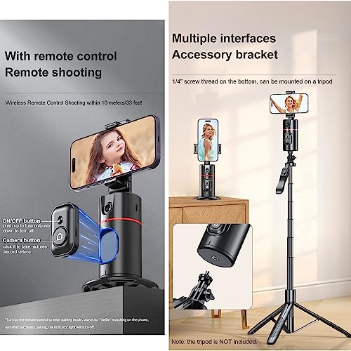 Image of Auto Face Tracking Tripod 360 Rotation Cell Phone Photo & Video Kits Stand, No App, Rechargeable Tracking Phone Holder Smart Shooting Camera Mount for Live Video Recording Tiktok Vlogging
