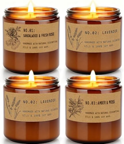 Large 9 oz Scented Candle Gift Set, 10% Essential Oils Soy Wax Ca...