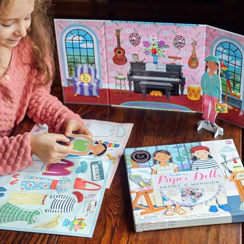 eeBoo Musician and Artist Paper Dolls Set - Reusable Dress-Up Play with Stand-Up Scene, Travel-Friendly Screen-Free Fun for Kids Ages 5 and up - image 5