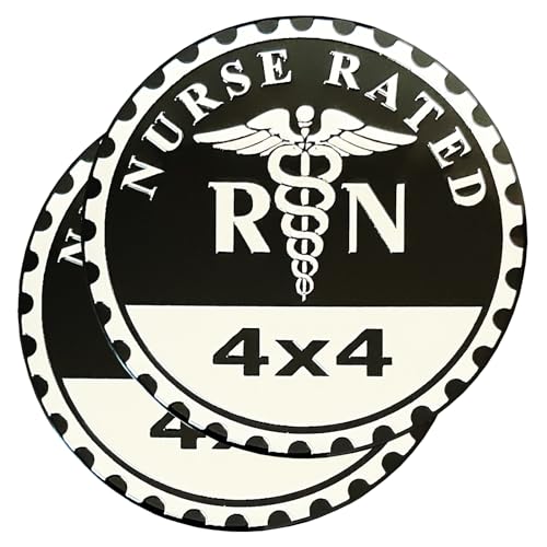 Image of 2 PCS Nurse Badge Rated Car Emblem, 4 x 4 Metal Automotive Badge, 3D Round Metal Car Badges Emblems, Car Badge Decals Stickers Compatible with Jeep Wrangler Vehicles Trucks SUV RV