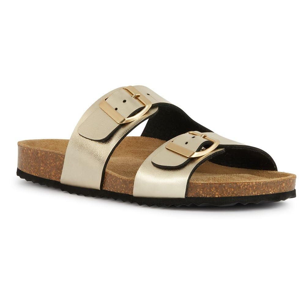 Geox D Brionia L Flat sandal, Gold, 7 UK