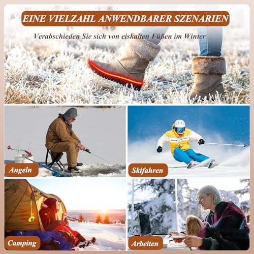 Sohlenwärmer, Waschbar Thermosohlen Fußwärmer Einlegesohlen, Fußwärmer Sohlen warme Füße für Damen Herren Schuhe, geeignet für Hausarbeit Skifahren Winter Camping Angeln